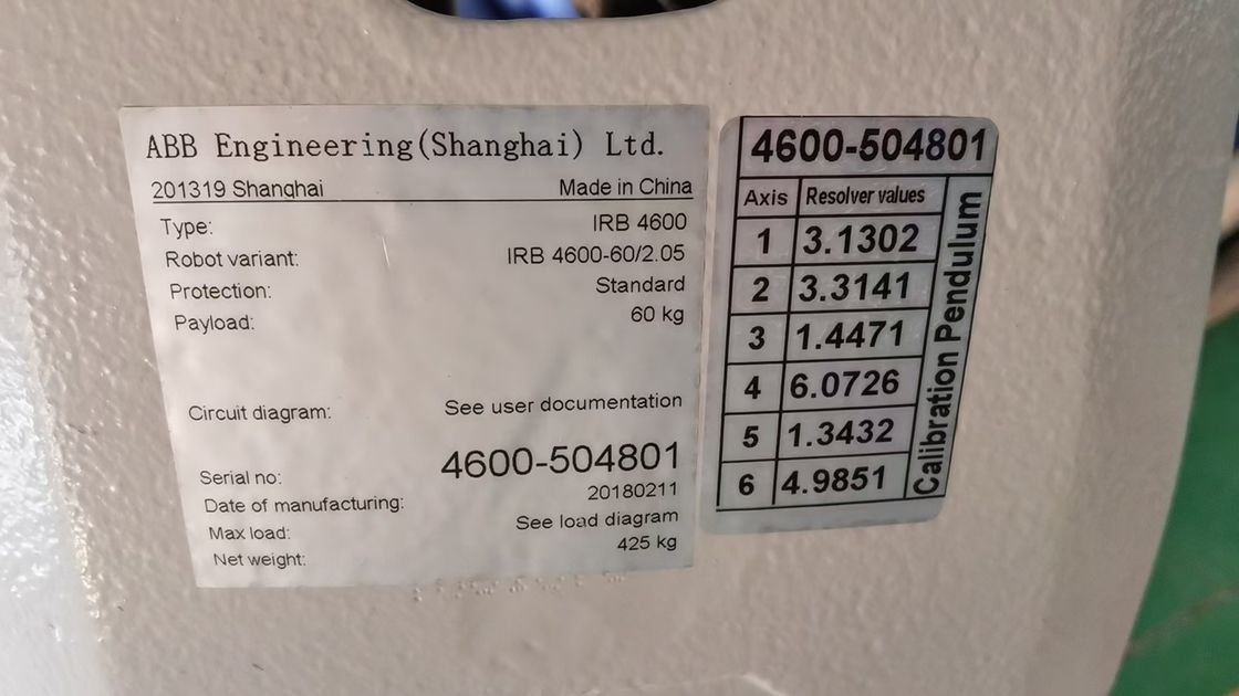 IRB 4600-60/2.05 6 Eksenli Robotik Kol 60kg Faydalı Yük ve 2050mm Erişim Ekleyici Üretim Montajı Verimlendirme Bitirme